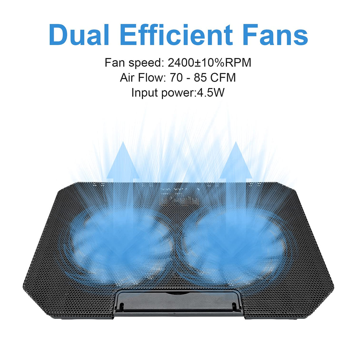 DQJMHSEN laptop cooling pad side view showing 4 adjustable heights