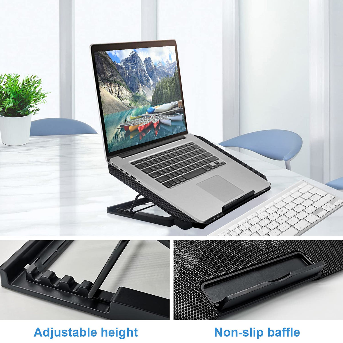 DQJMHSEN laptop cooling pad top view featuring metal mesh surface