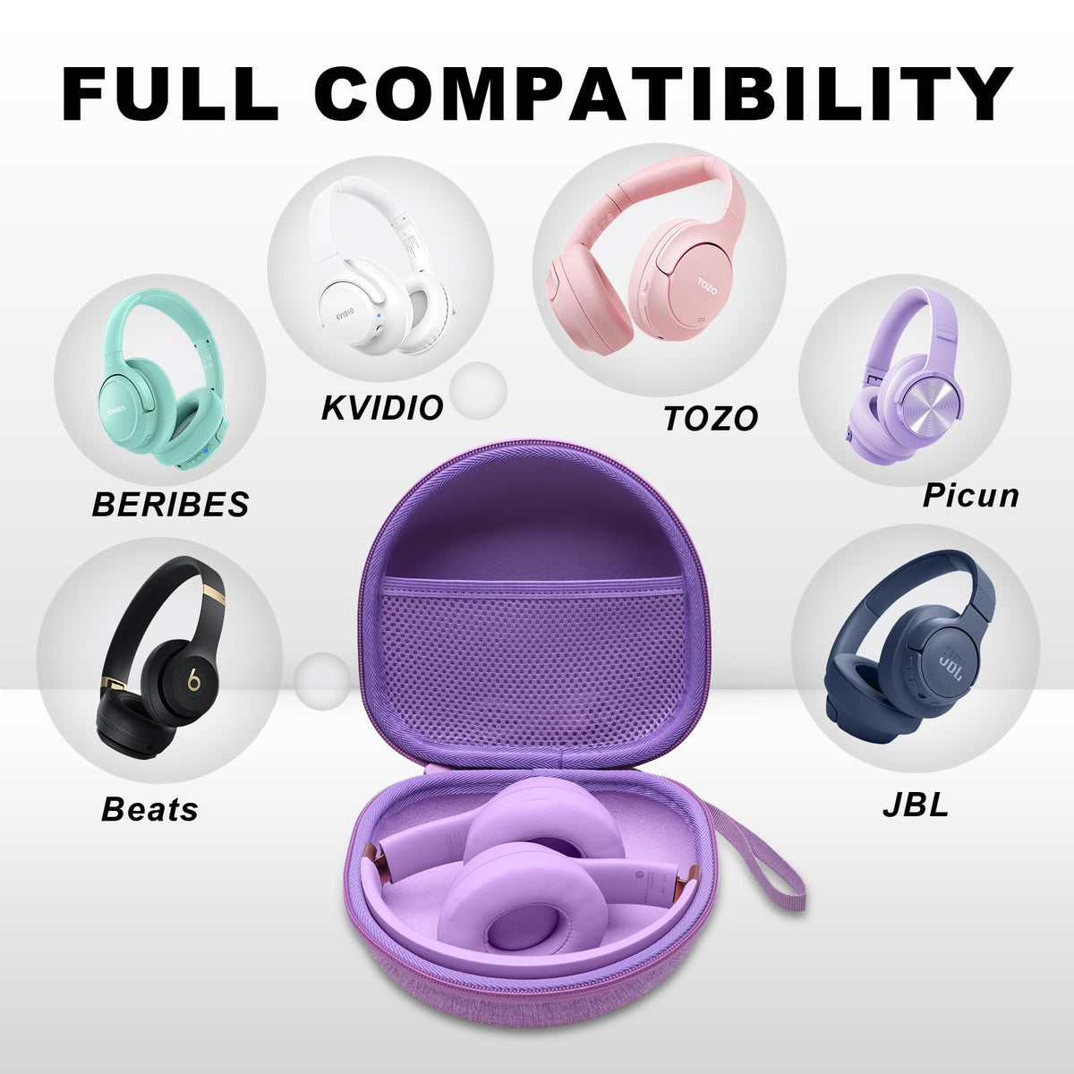 DR·AMIU purple case open showing interior mesh pocket and organization
