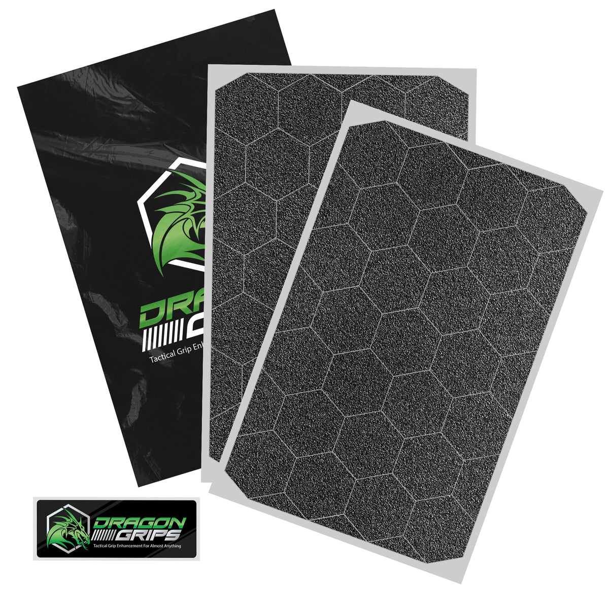 Dragon Grips black grip tape pack of 2 precut hex stickers for enhanced non-slip grip.