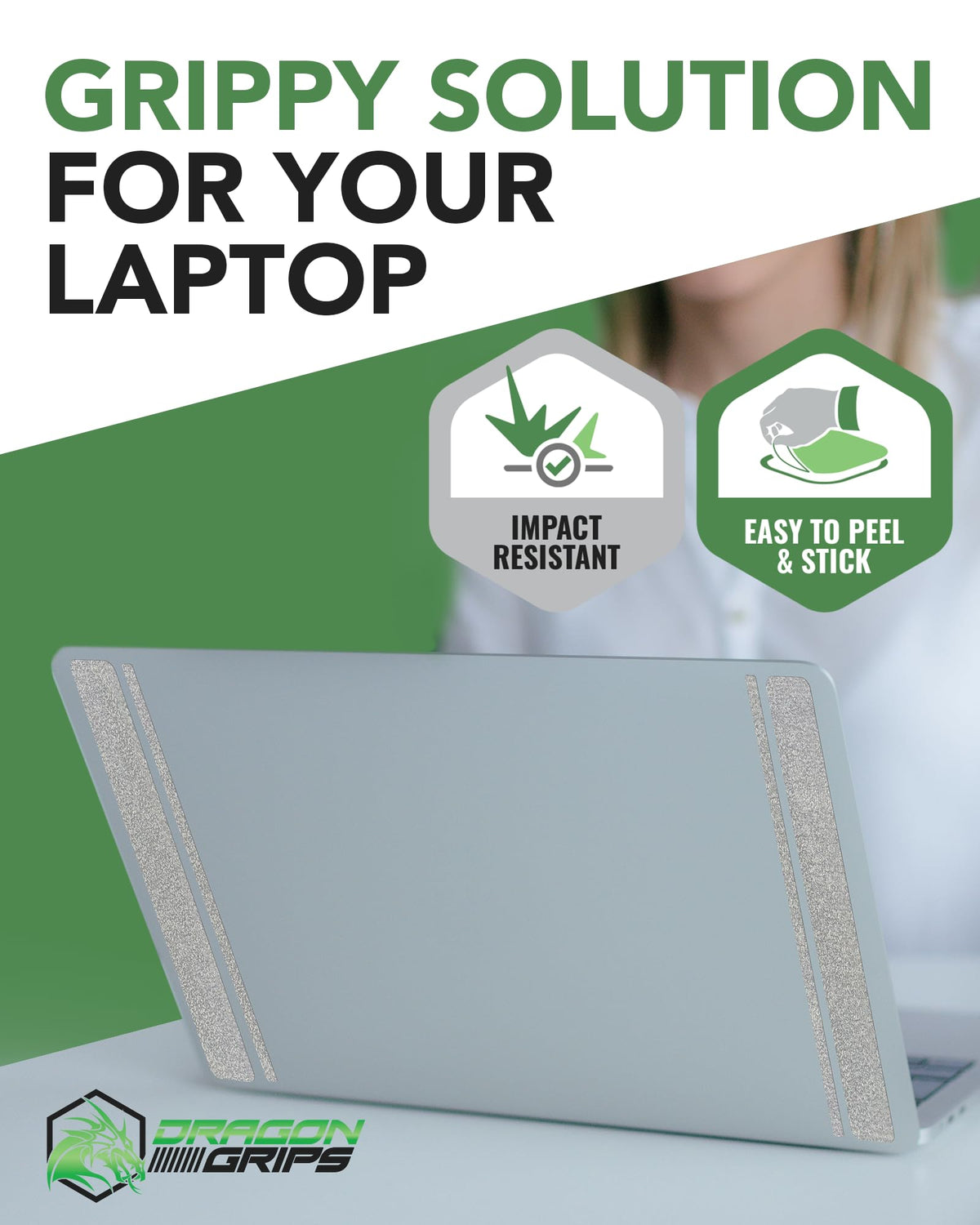 Dragon Grips clear textured grip tape on a tablet in use