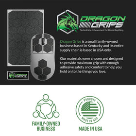 Dragon Grips hex grip tape pack shows 25 hexes, 6 halves, 6 triangles.