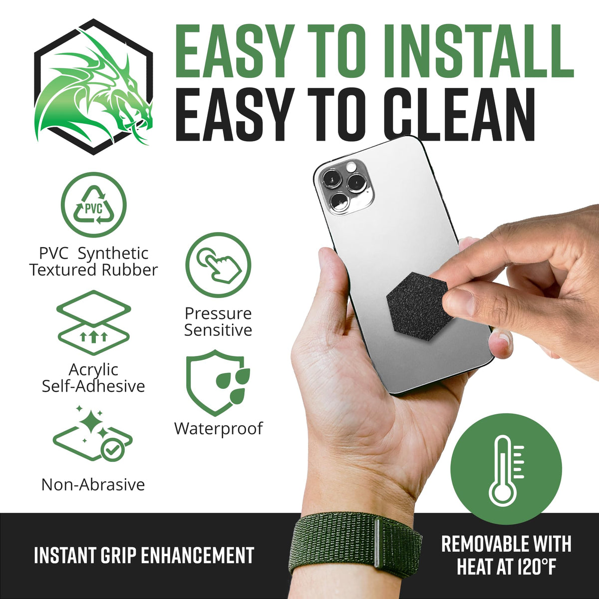 Dragon Grips waterproof grip tape is easy to clean after use on gadgets.