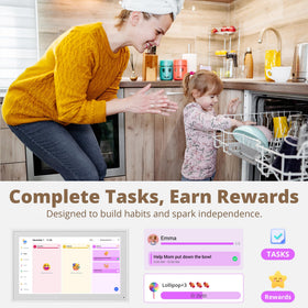 Dragon Touch interactive chores chart and dinner planner in use