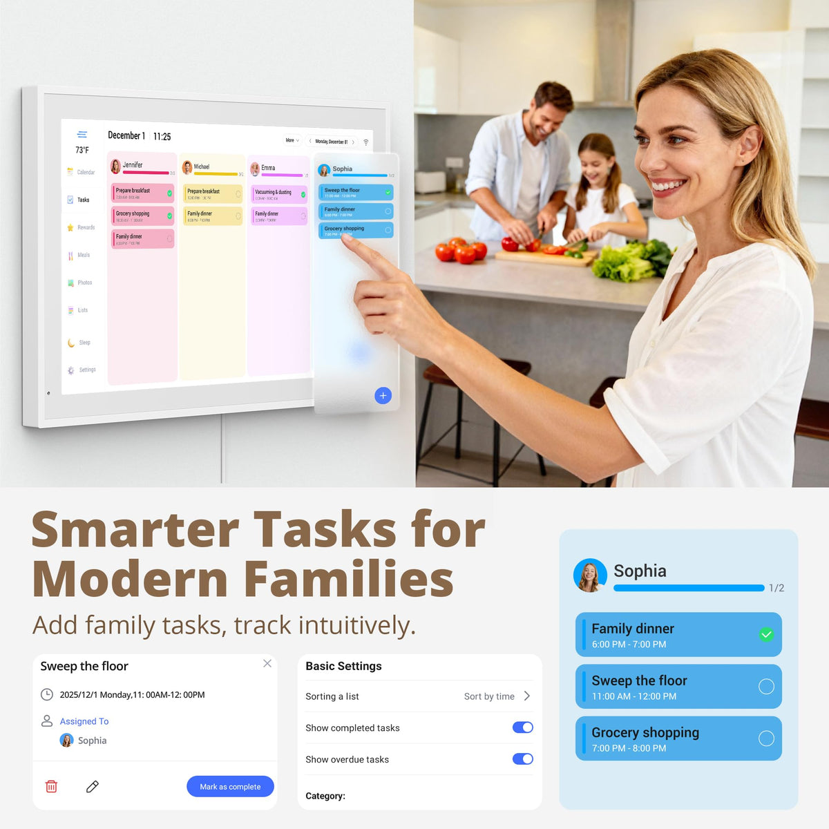 Dragon Touch calendar setup screen showing quick Wi-Fi connect and calendar sync