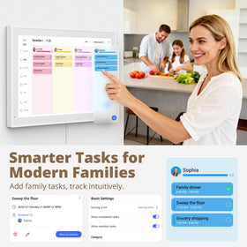 Dragon Touch calendar setup screen showing quick Wi-Fi connect and calendar sync
