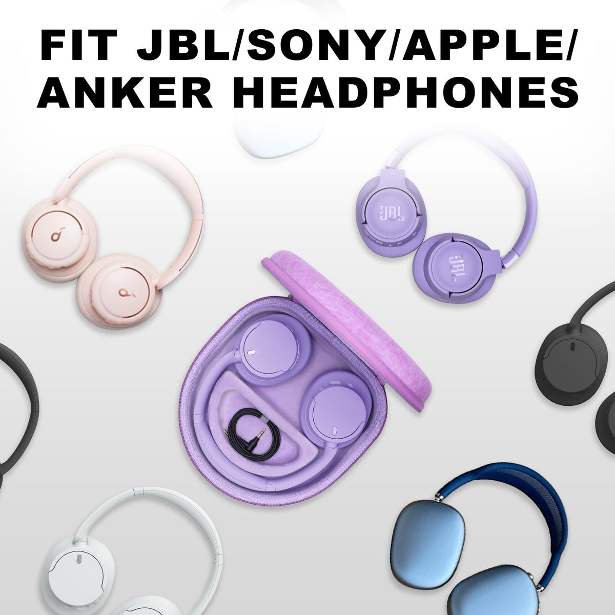 DR·AMIU compact travel case secures JBL headphones and more