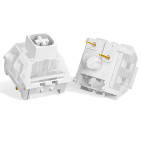 Close-up of DRAOZA Kailh Box White stem and box housing, showing tactile click design advantage