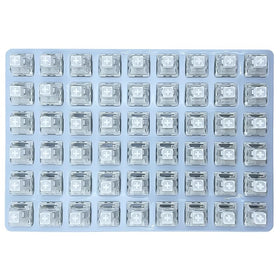 Side profile of DRAOZA Kailh Box White switch illustrating sealed body and short travel benefit