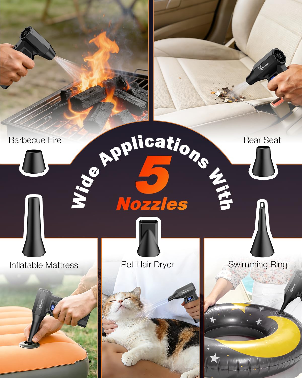 DreamBee air duster 5200mAh battery life for extended cordless sessions.