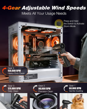 DreamBee air duster LED light illuminates dark crevices during use.