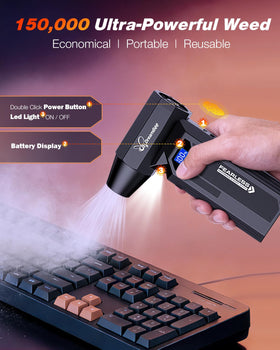 DreamBee air duster with multiple nozzle attachments for precise keyboard and interior cleaning.
