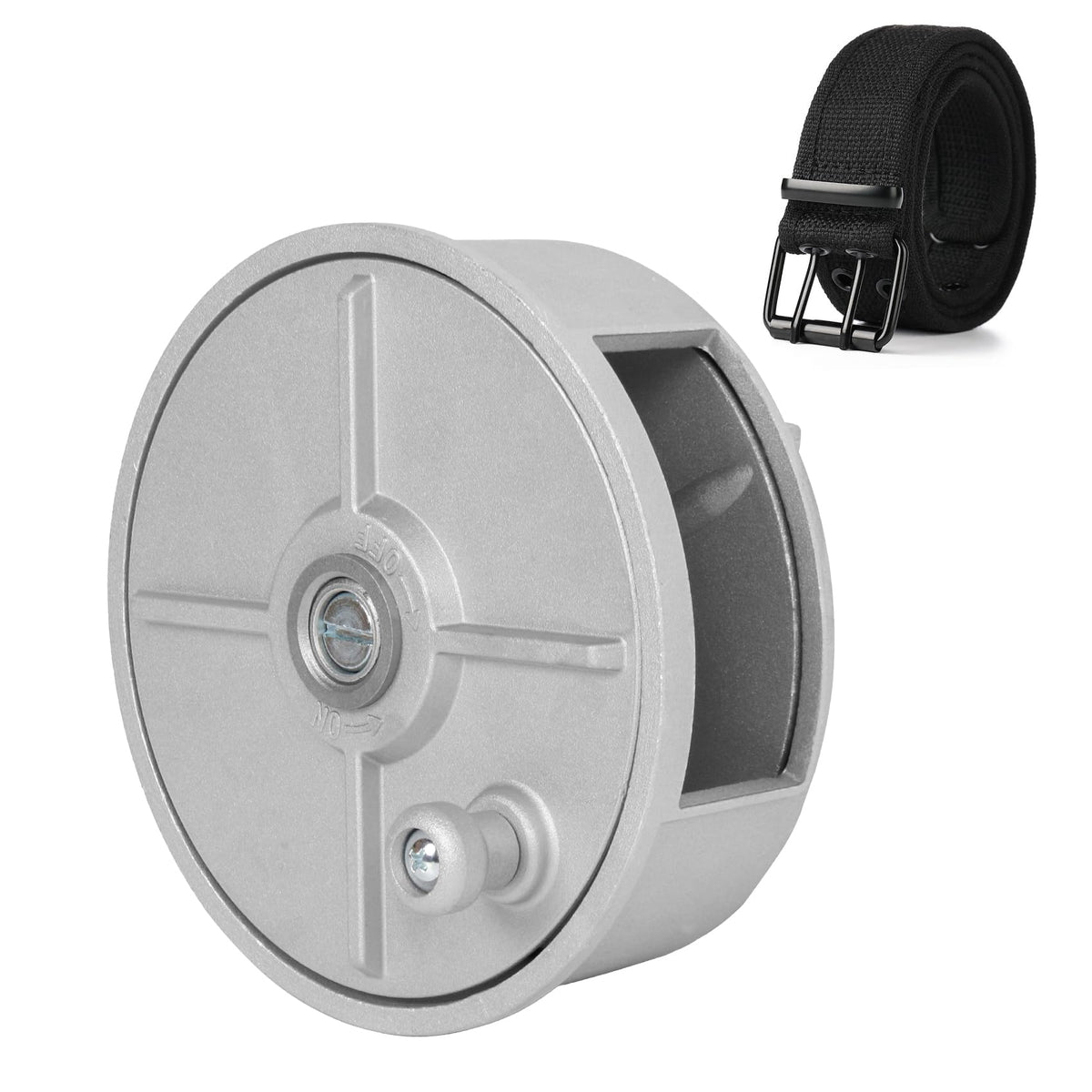 Dreamoon lightweight wire reel with belt in action for hands-free wire management.