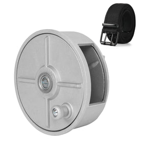 Dreamoon lightweight wire reel with belt in action for hands-free wire management.