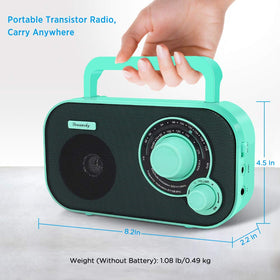 DreamSky radio showing AC adapter and battery operation for flexibility