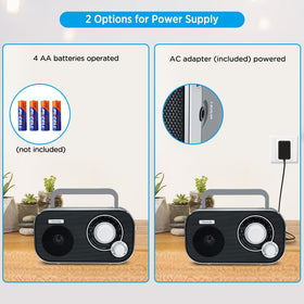 DreamSky portable radio analog dial close-up for precise tuning and simple operation.