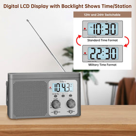 DreamSky backlit digital display showing time and frequency for clear nighttime viewing