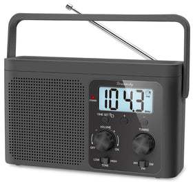 DreamSky front panel showing large dial and clear controls for easy station tuning