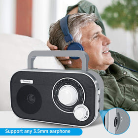 DreamSky battery-powered radio uses four AA cells for on-the-go listening.