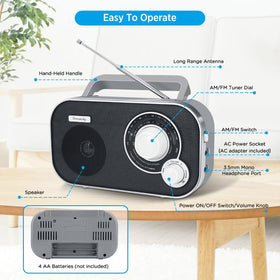 DreamSky portable radio transistor antenna extended for strong reception outdoors.