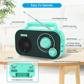 DreamSky AM FM radio with headphone jack for private listening
