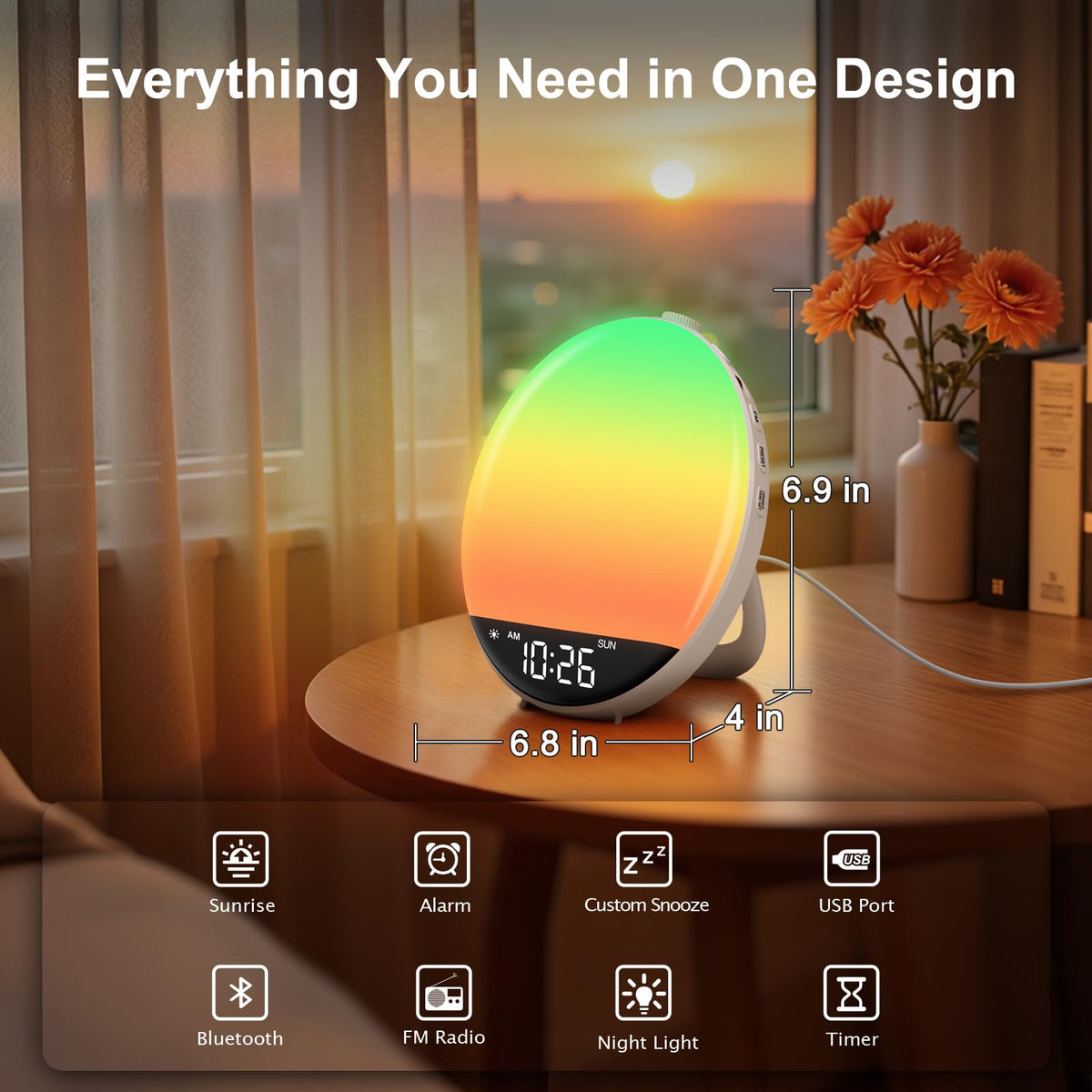 DreamSky USB charging port keeps devices powered without extra outlets.