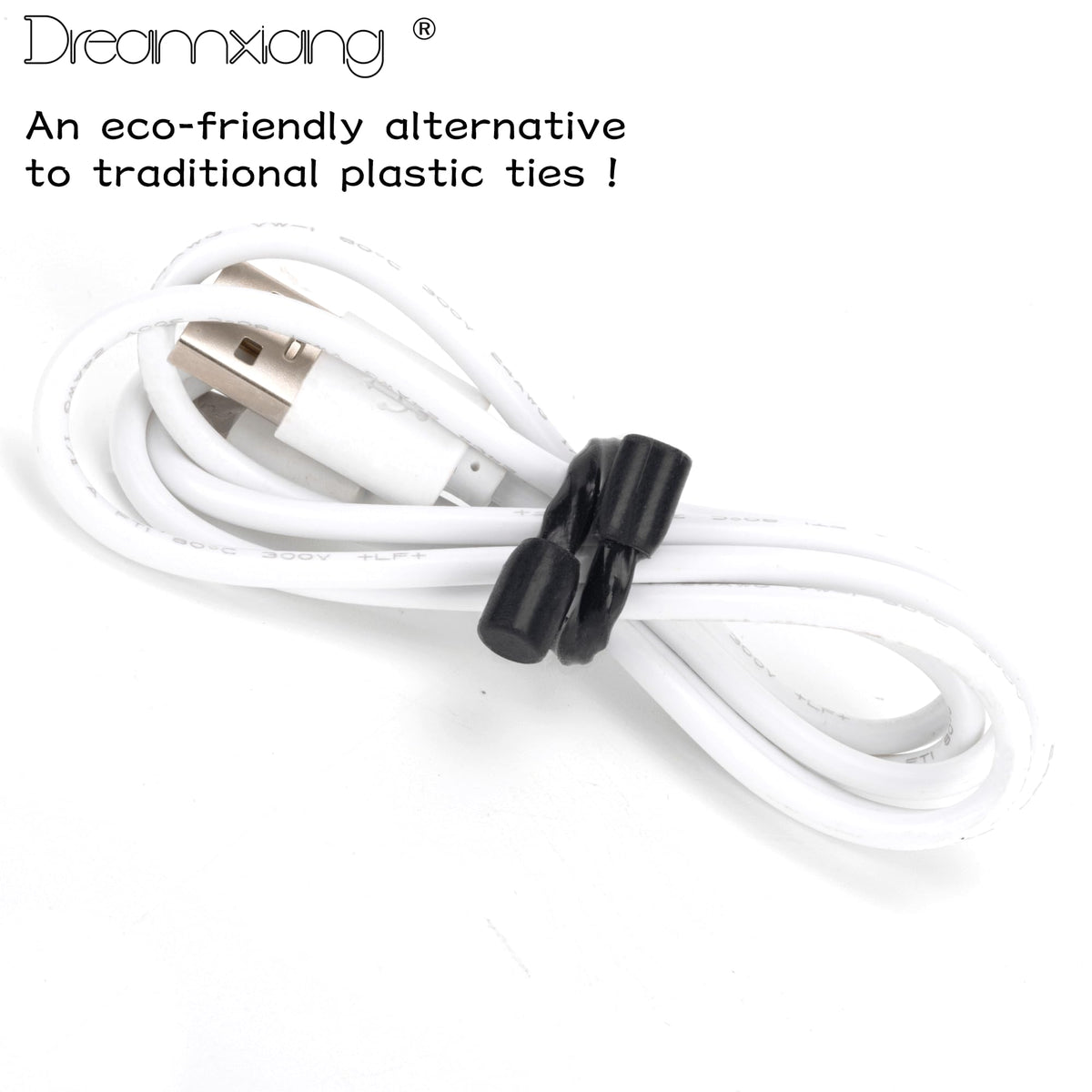 Dreamxiang silicone cable ties 18in bendable design secures cords around devices.