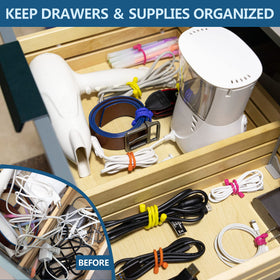 Dreamxiang 18 inch silicone twist tie supports bulky cabling behind desk.
