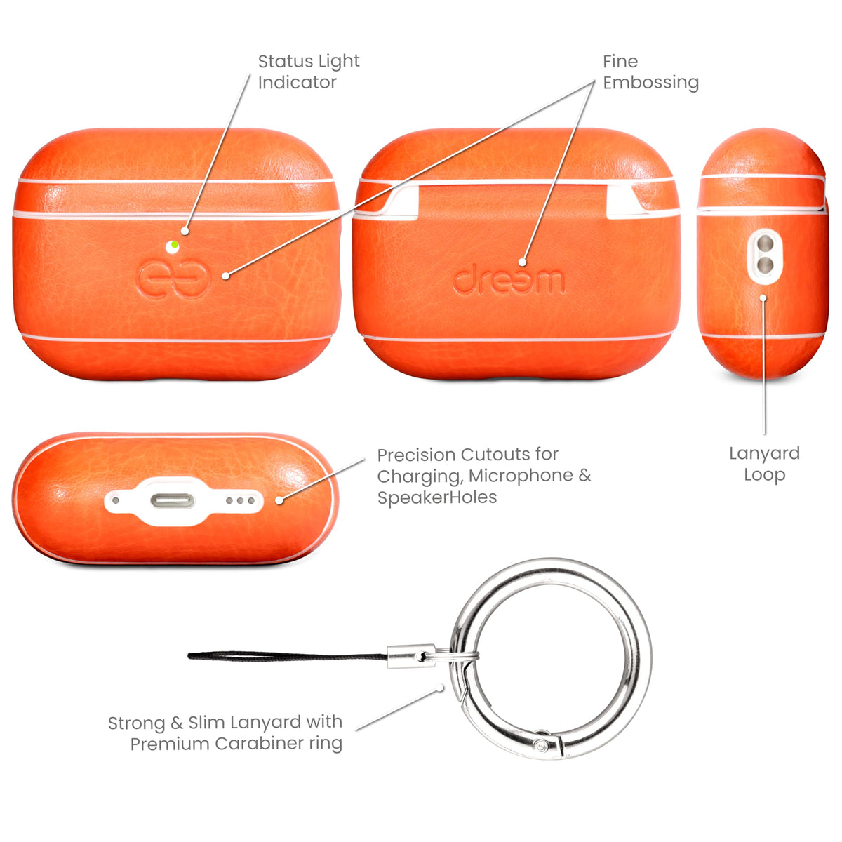Dreem protective shell with leather and microfiber lining guards against drops.