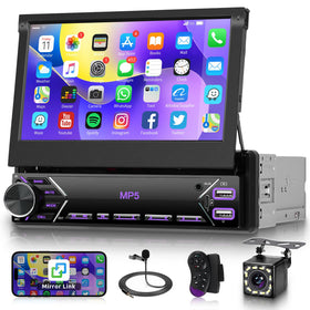 Driauto single-din flip-out screen with 7-inch touchscreen for easy control.