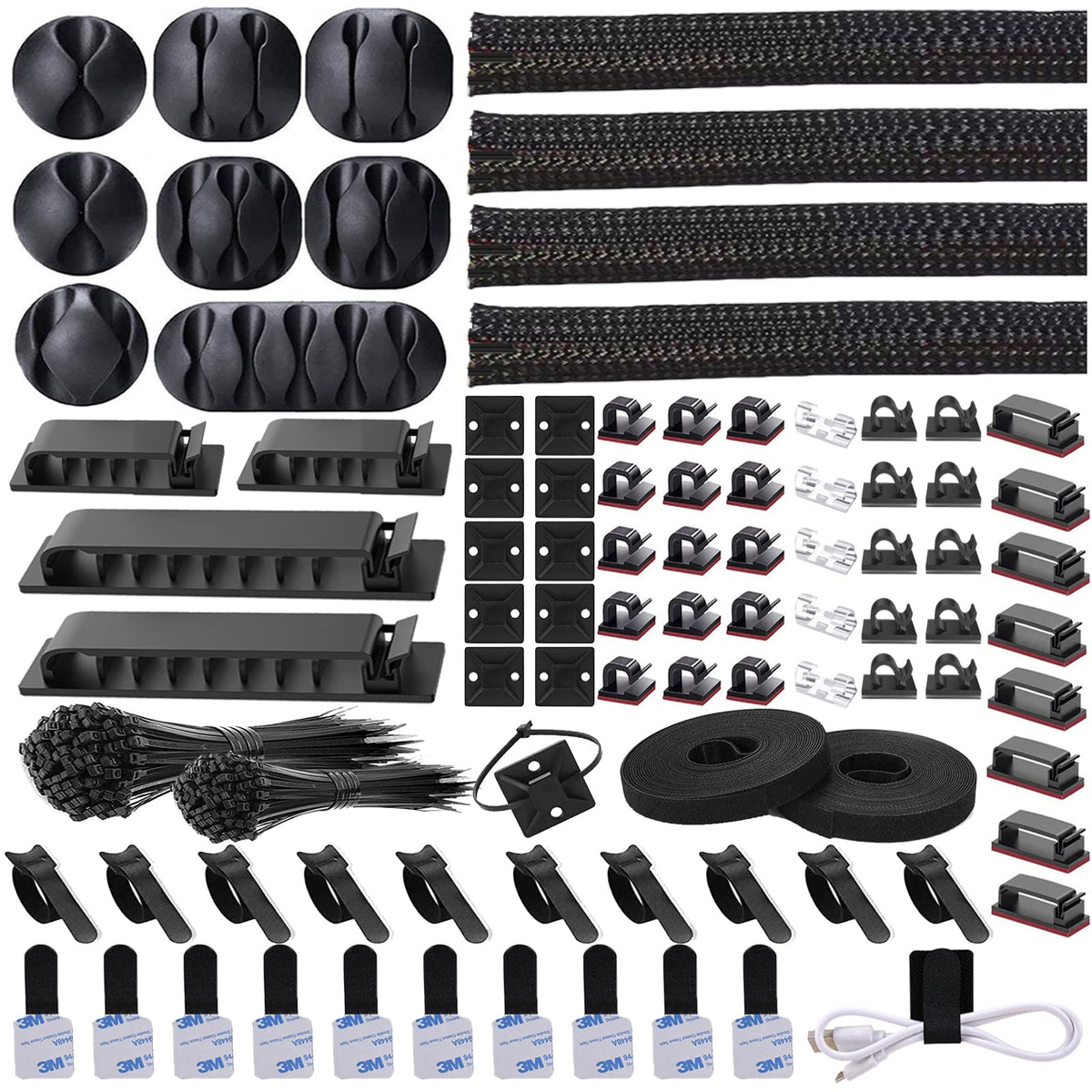 DRIVUU 311Pcs Cable Management Kit keeps desks tidy and reduces cable clutter