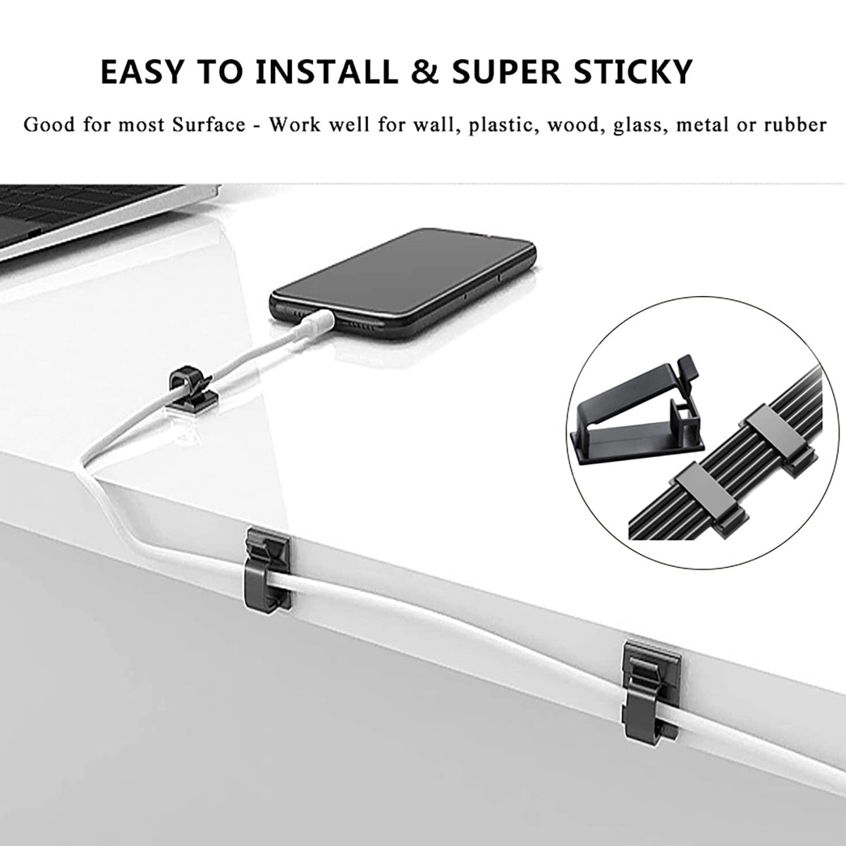 DRIVUU adhesive wall mounts support secure, extendable cable organization