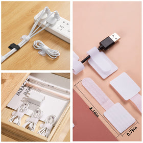 DRIVUU cord clips and holders support desks, cabinets, and entertainment centers.