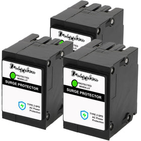 Drizzlen Type BR whole-panel breaker front view highlighting surge protection.