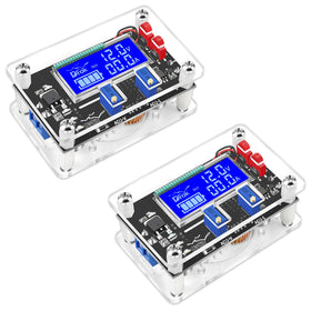 DROK DC buck converter front view with LCD for precise voltage and current control.