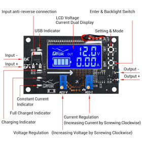 DROK DC buck converter side connectors shown for easy system integration.