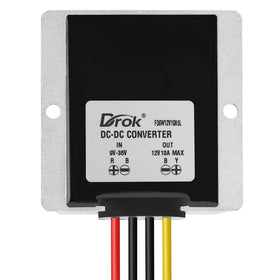 DROK size comparison beside a ruler, illustrates compact 2.24x1.54x0.87 inch footprint