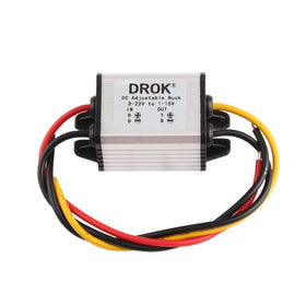 DROK front view of sealed regulator showing robust enclosure and clear labeling benefits reliability