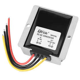 DROK front aluminium shell showing compact, rugged enclosure and label, protects electronics