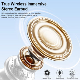 Drsaec close-up of earbud driver highlighting deep bass performance