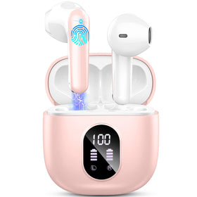 Drsaec earbuds with dual LED display showing case power and status.