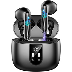 Drsaec wireless earbuds with LED display case show battery status for easy charging