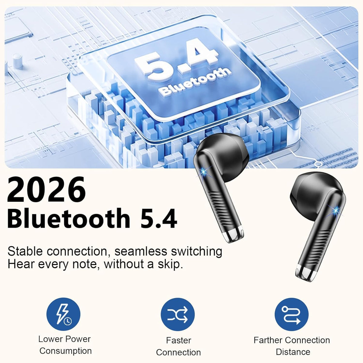 Drsaec earbuds with LED display for quick power status checks.