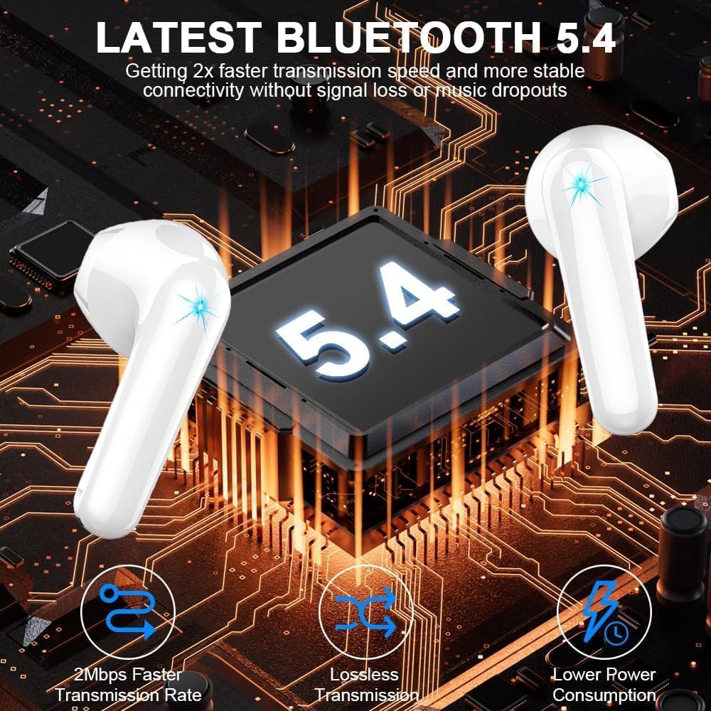 Drsaec Earbuds rose-gold charging case showing real-time power status for travel