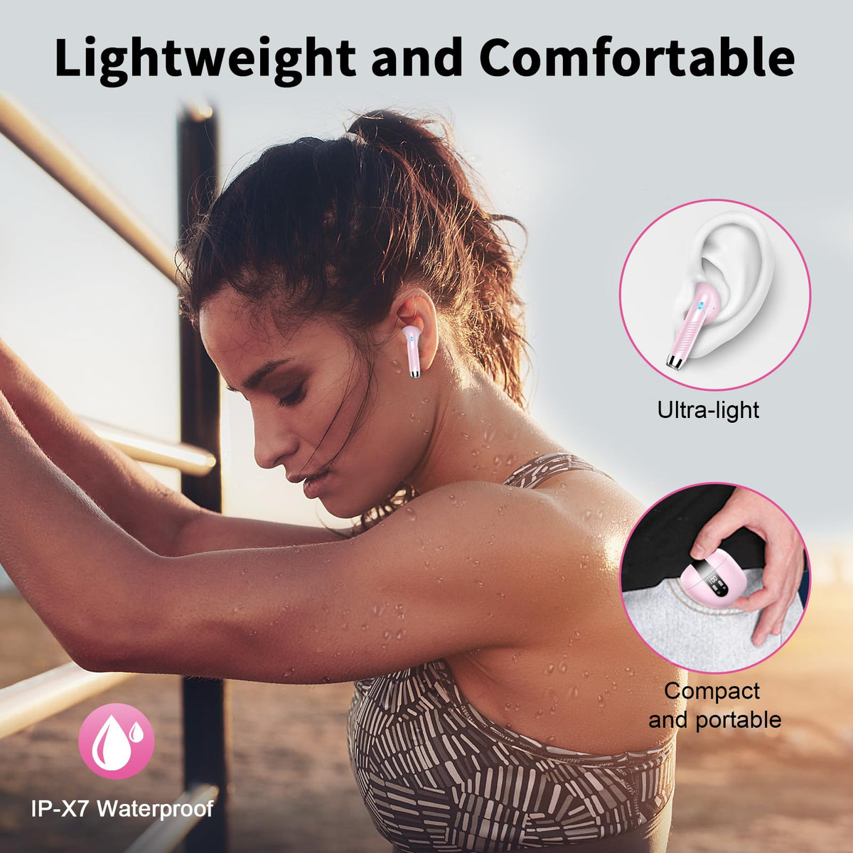 Drsaec IP7 waterproof design resists sweat and rain during activities.