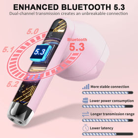 Drsaec earbuds highlighting 42h playtime and battery indicators for the case