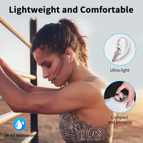 Drsaec wireless earbuds IP7 waterproof design withstands rain and sweat