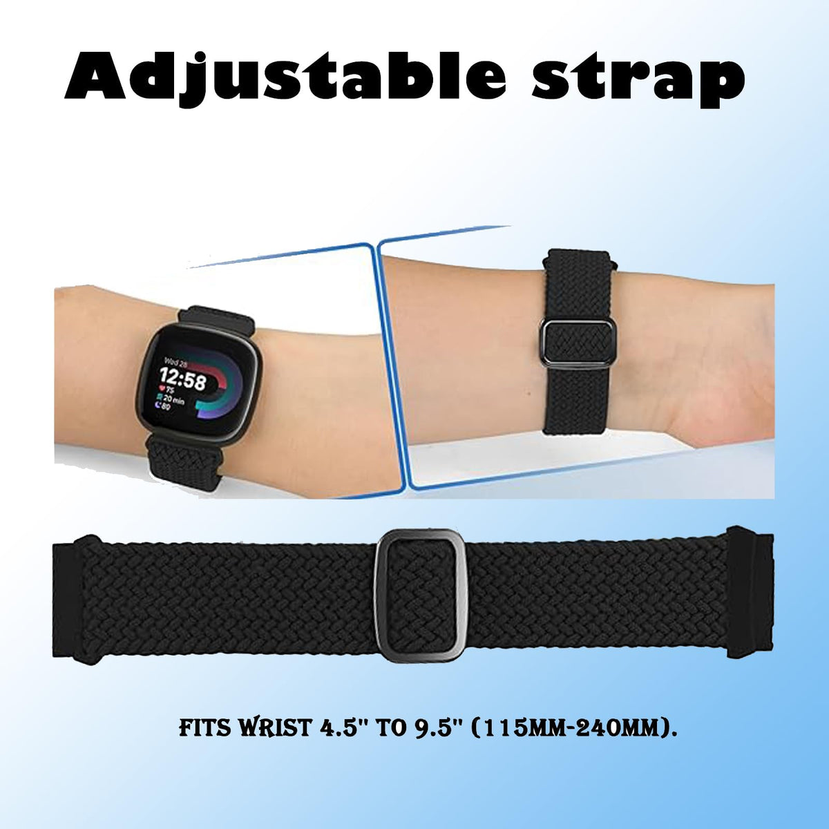 Dr.Sept adjustable watch band fits 4.5 to 9.5 inches for versatile wear