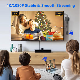 DRYMOKINI dongle plugged into TV with USB power for quick setup.
