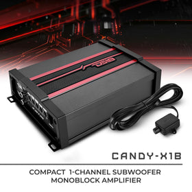DS18 CANDY-X1B side panel highlights power terminal layout for simple installation